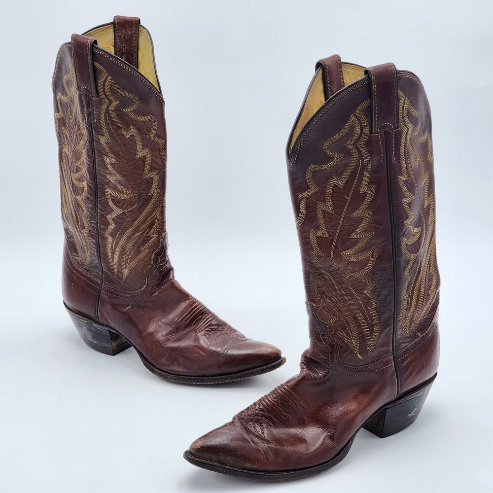 Justin For Billy Martin's Vintage Western Cowboy Leather Boots Women's Size 8.5